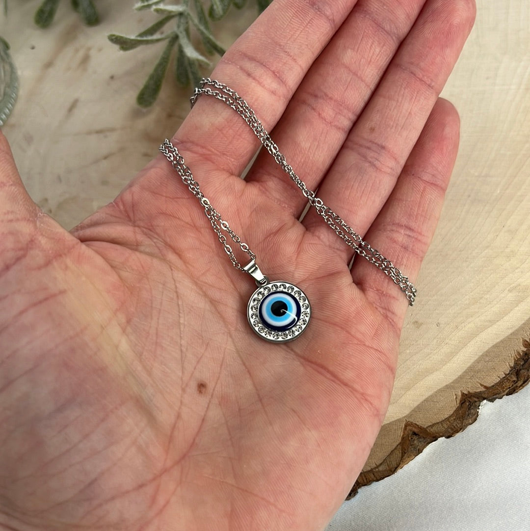 Evil Eye Protection Necklace with Gems