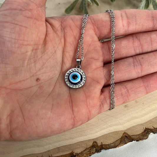 Evil Eye Protection Necklace with Gems