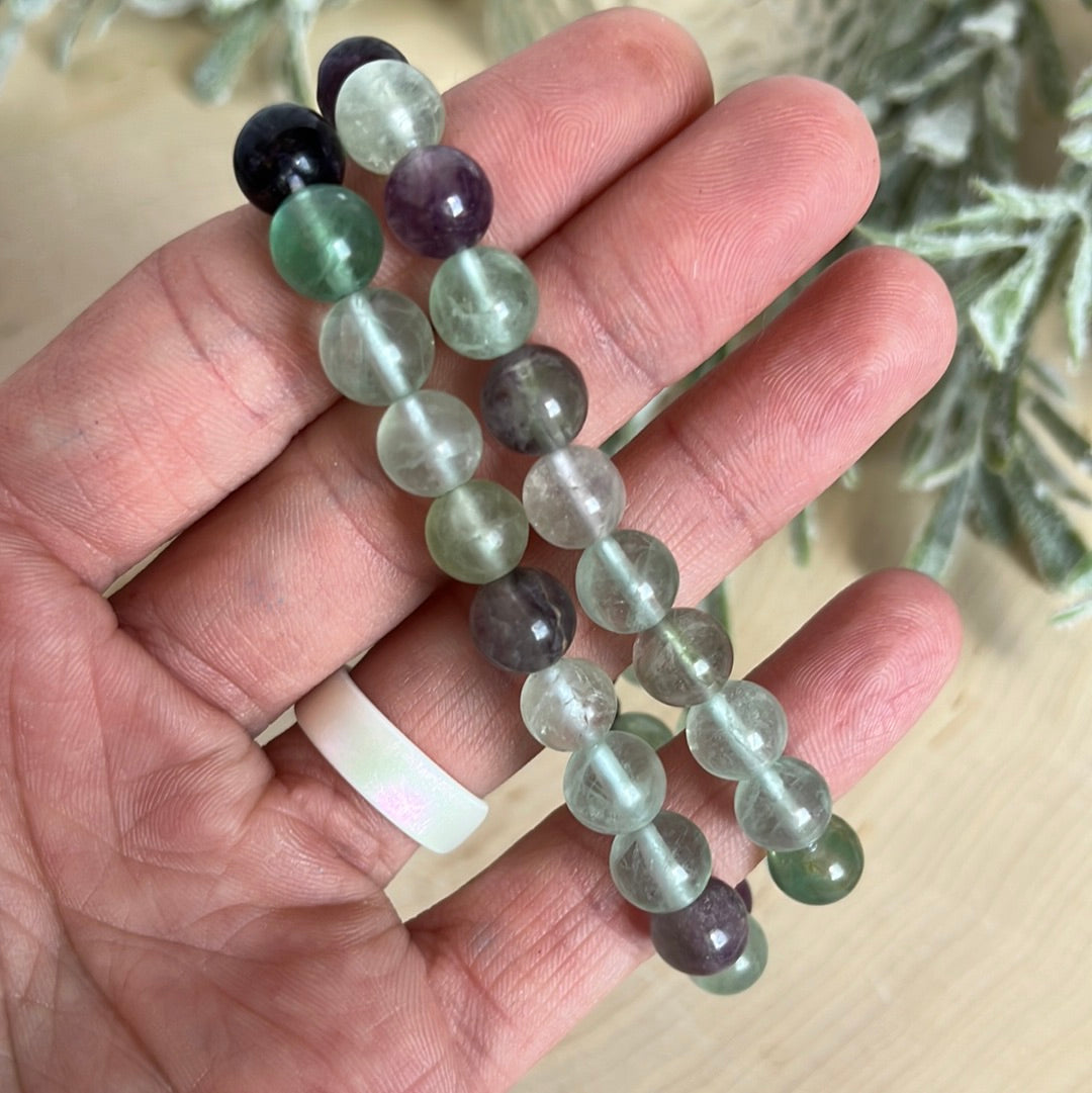 Fluorite Bead Round Bracelet