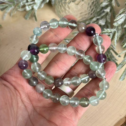 Fluorite Bead Round Bracelet