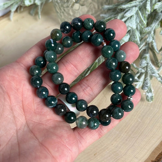 Moss Agate Round Bracelet