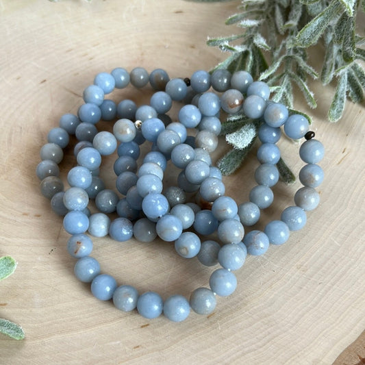 Angelite Stone Bead Bracelet