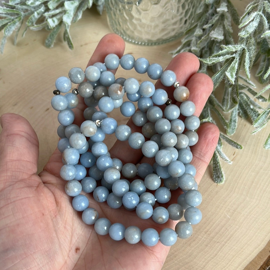 Angelite Stone Bead Bracelet