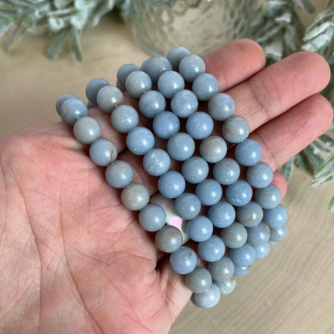 Angelite Stone Bead Bracelet