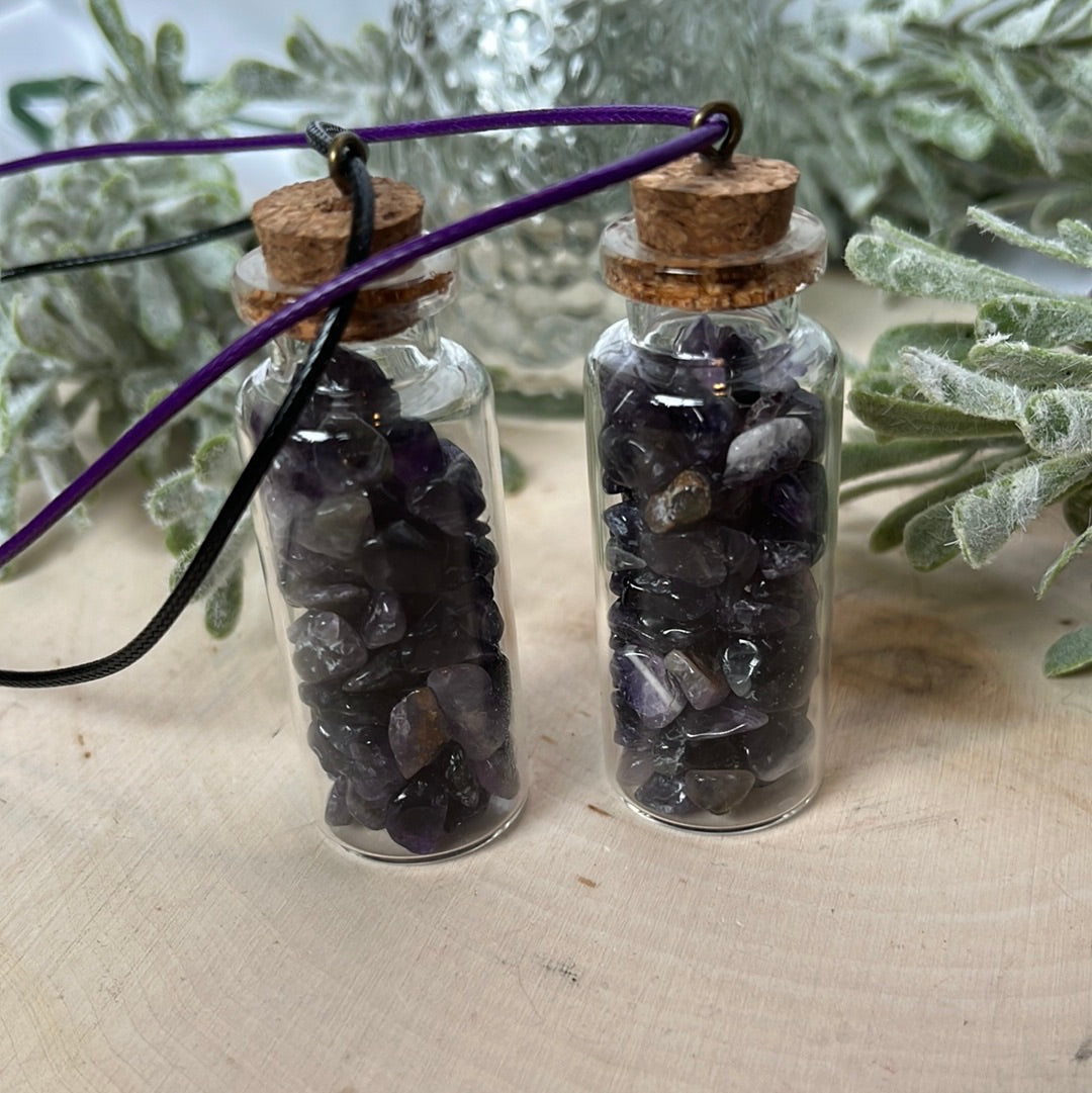 Amethyst Crystal Chip Necklace With Cord
