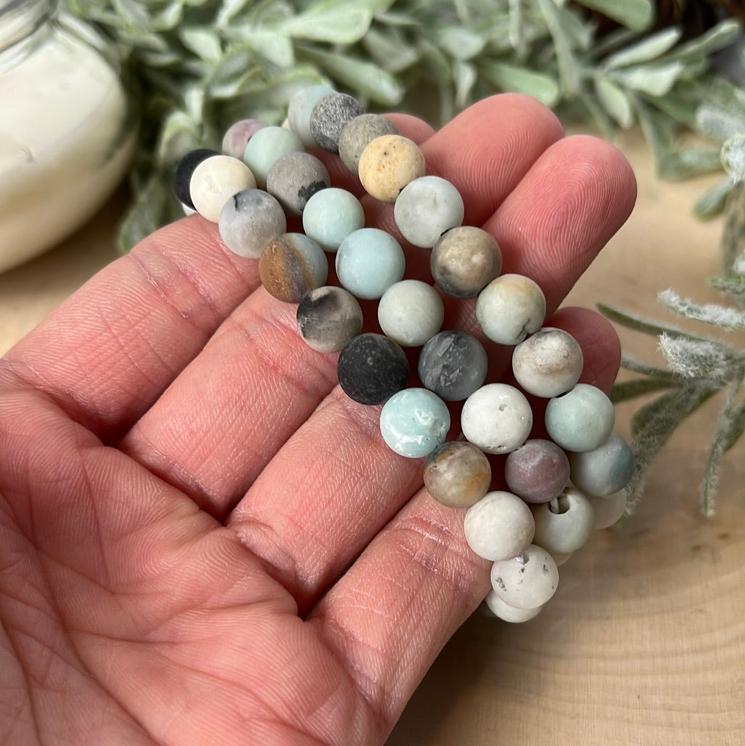 Amazonite Unpolished Round Bracelet