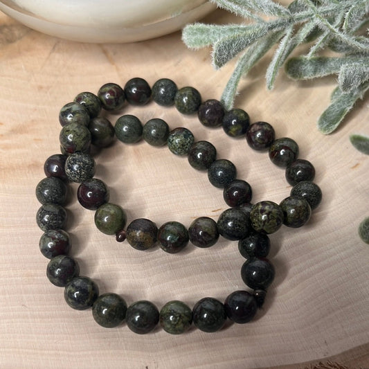 Dragon's Blood Jasper Round Bead Bracelet