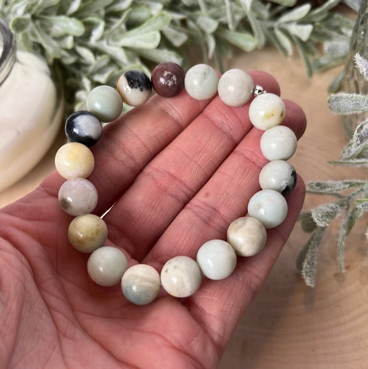 Amazonite Polished Large Round Bracelet