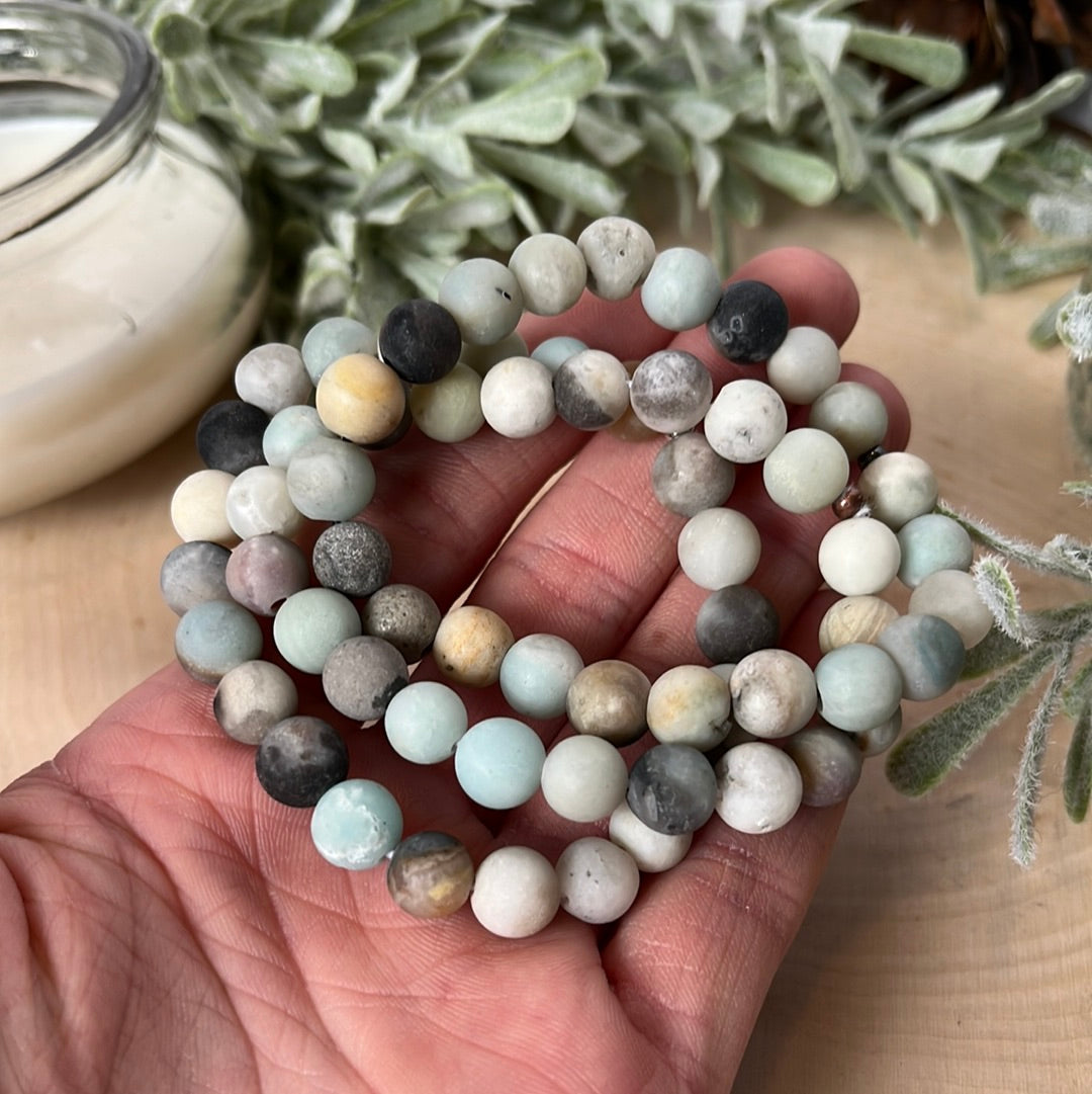 Amazonite Unpolished Round Bracelet