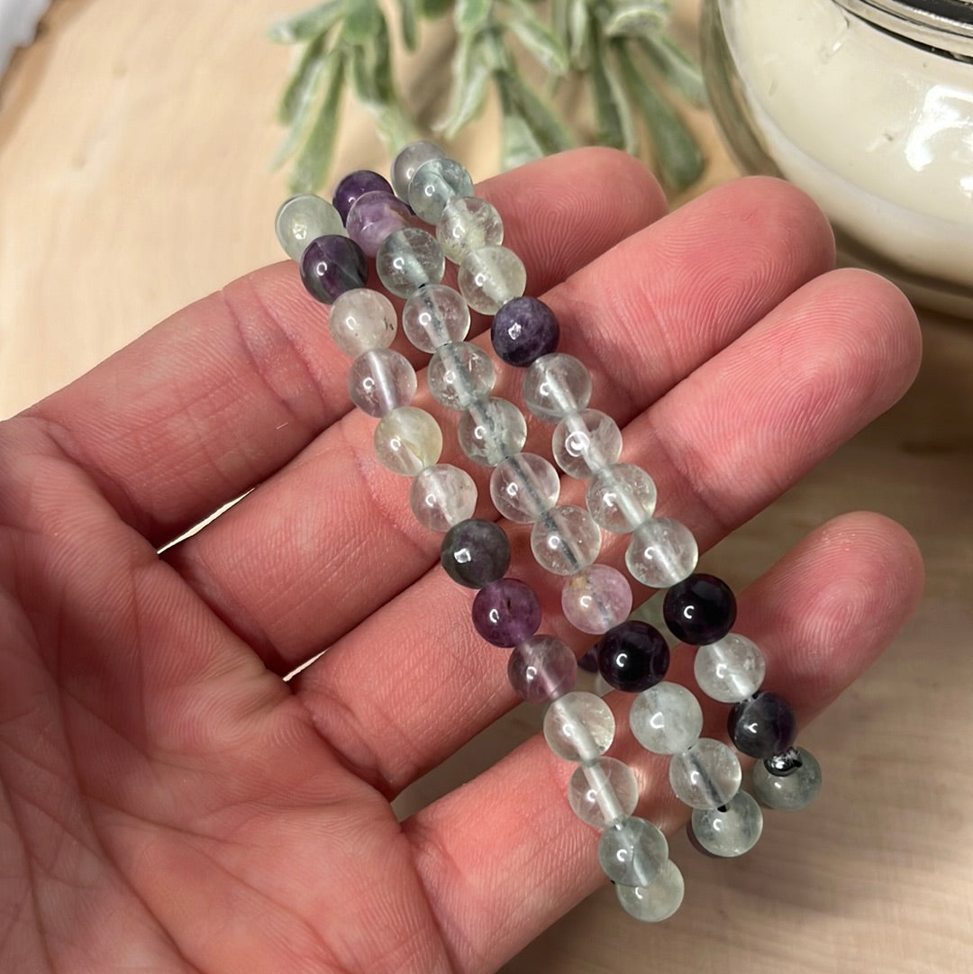 Fluorite Small Bead Round Bracelet