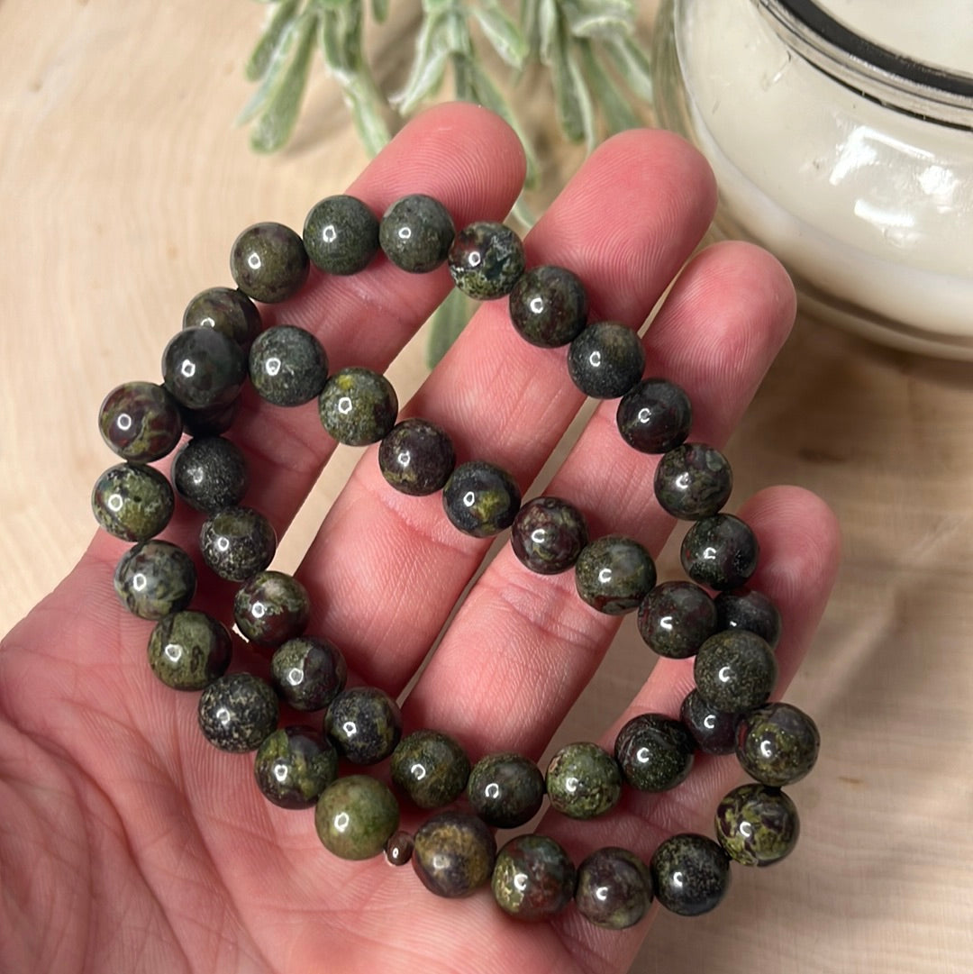 Dragon's Blood Jasper Round Bead Bracelet
