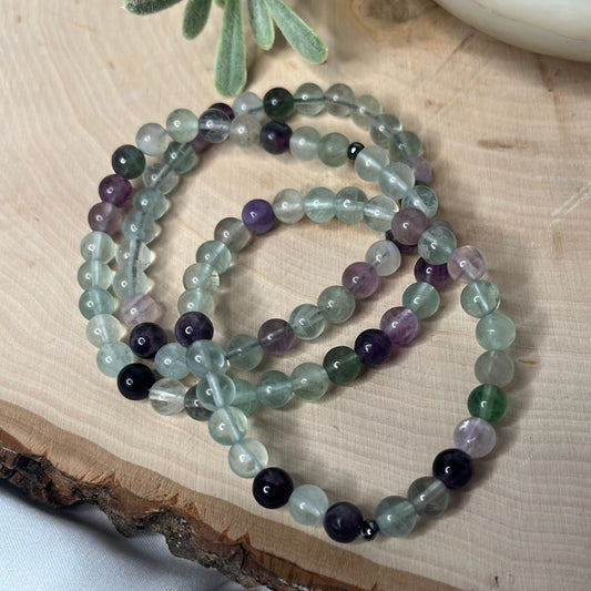 Fluorite Small Bead Round Bracelet