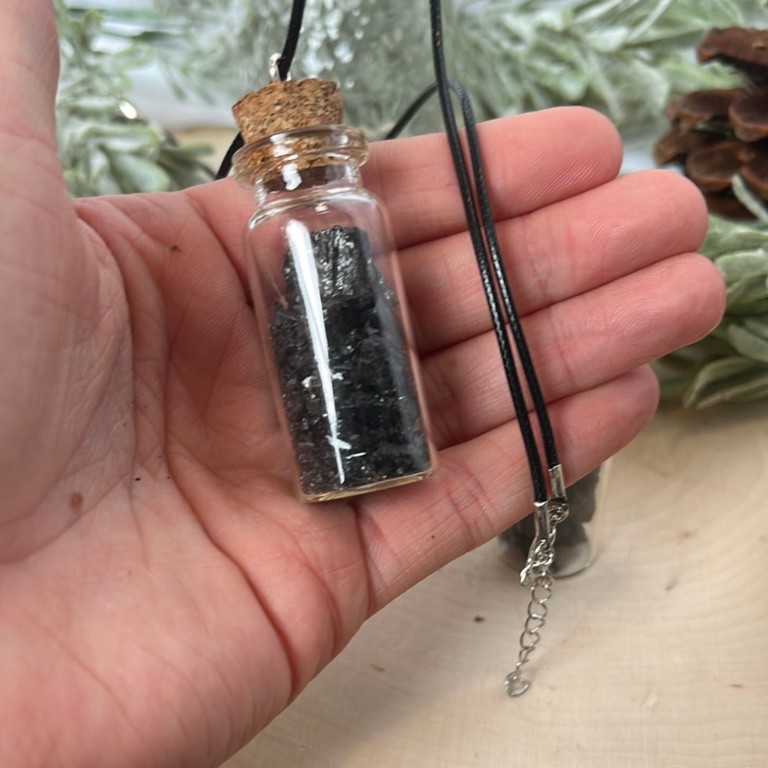 Black Tourmaline Small Chip Necklace