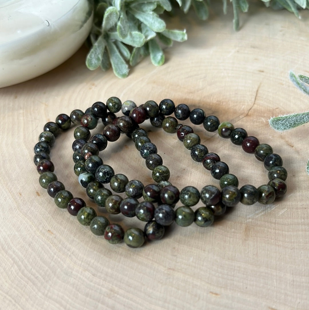 Bloodstone Small Round Bead Bracelet