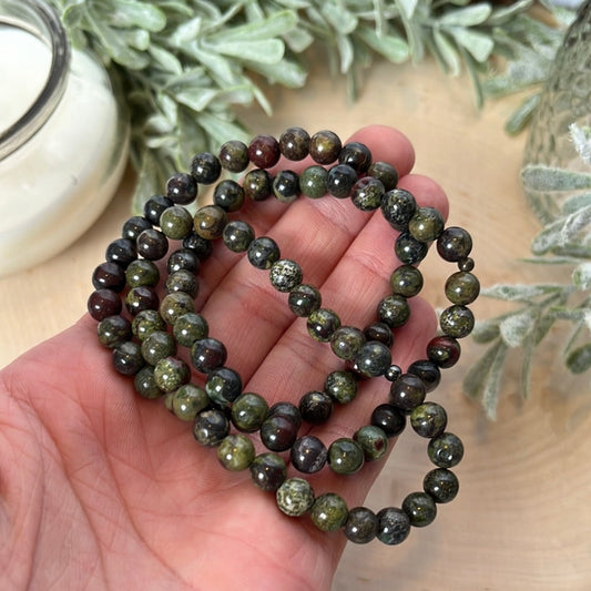 Bloodstone Small Round Bead Bracelet