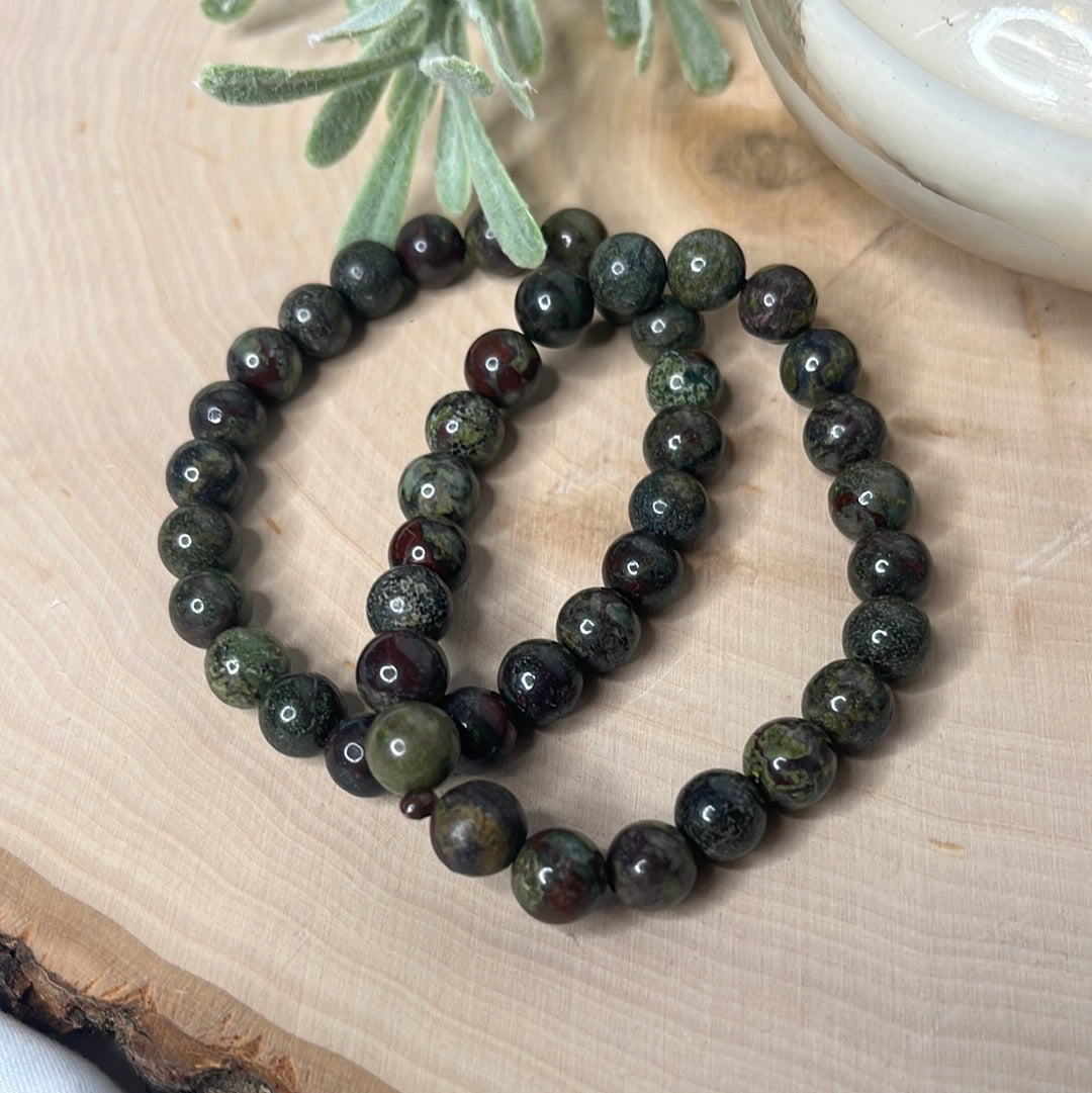 Dragon's Blood Jasper Round Bead Bracelet