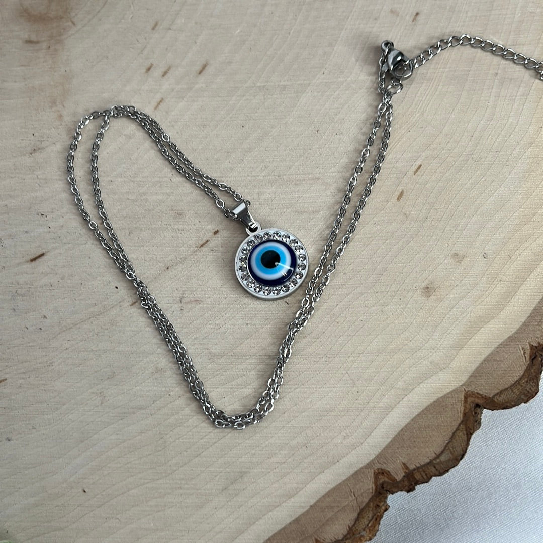 Evil Eye Protection Necklace with Gems