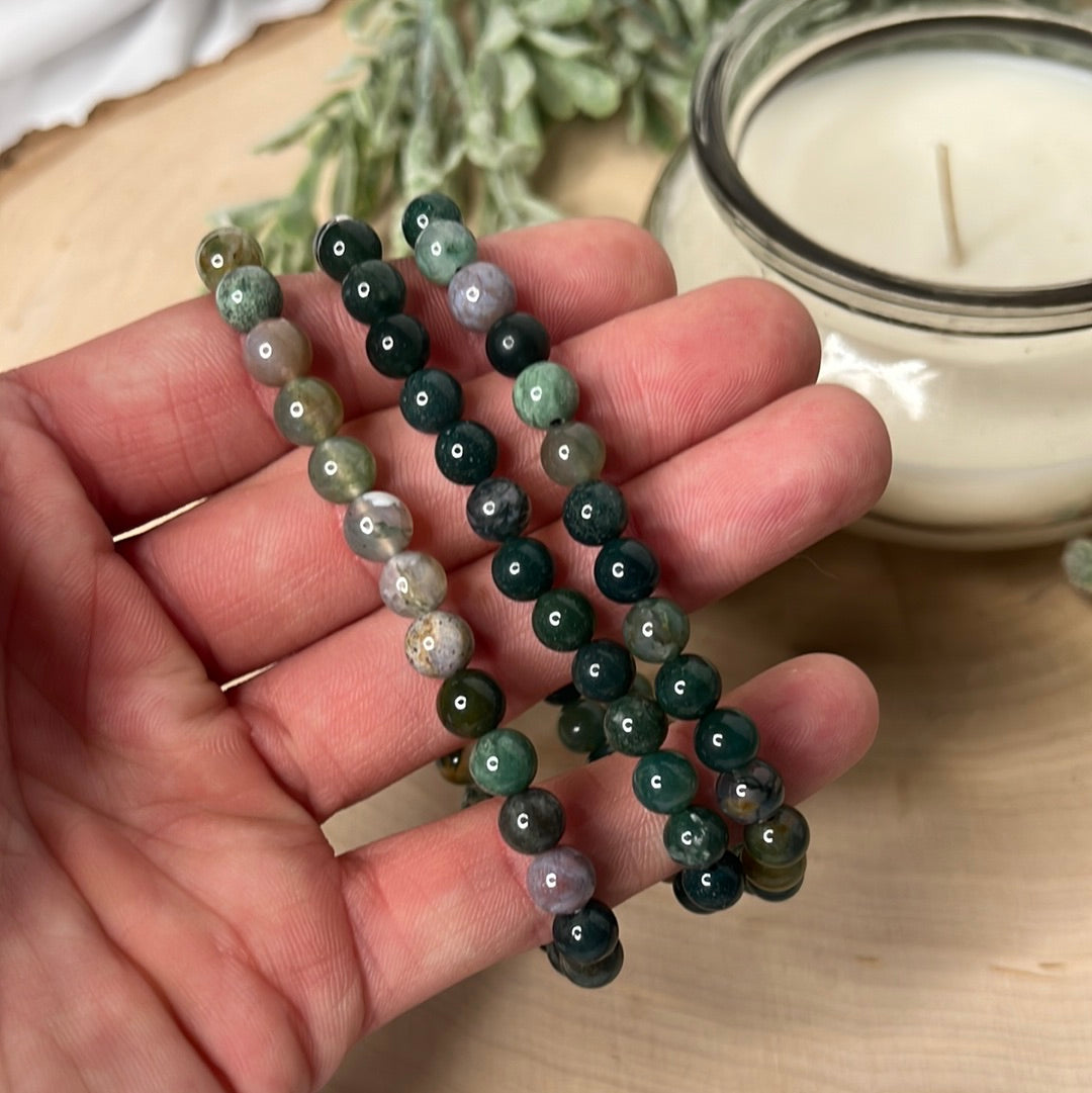 Moss Agate Small Round Bracelet