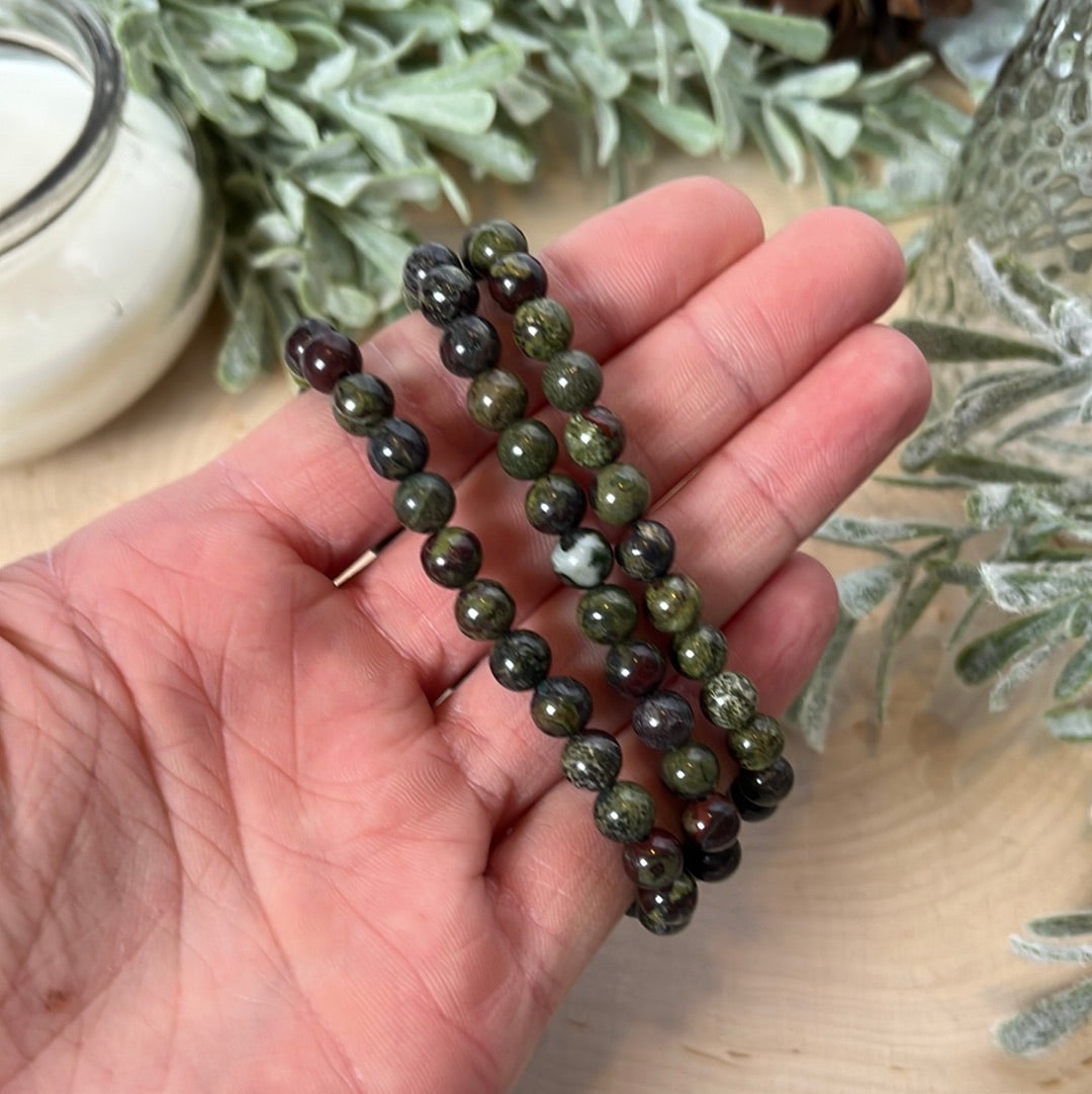 Bloodstone Small Round Bead Bracelet