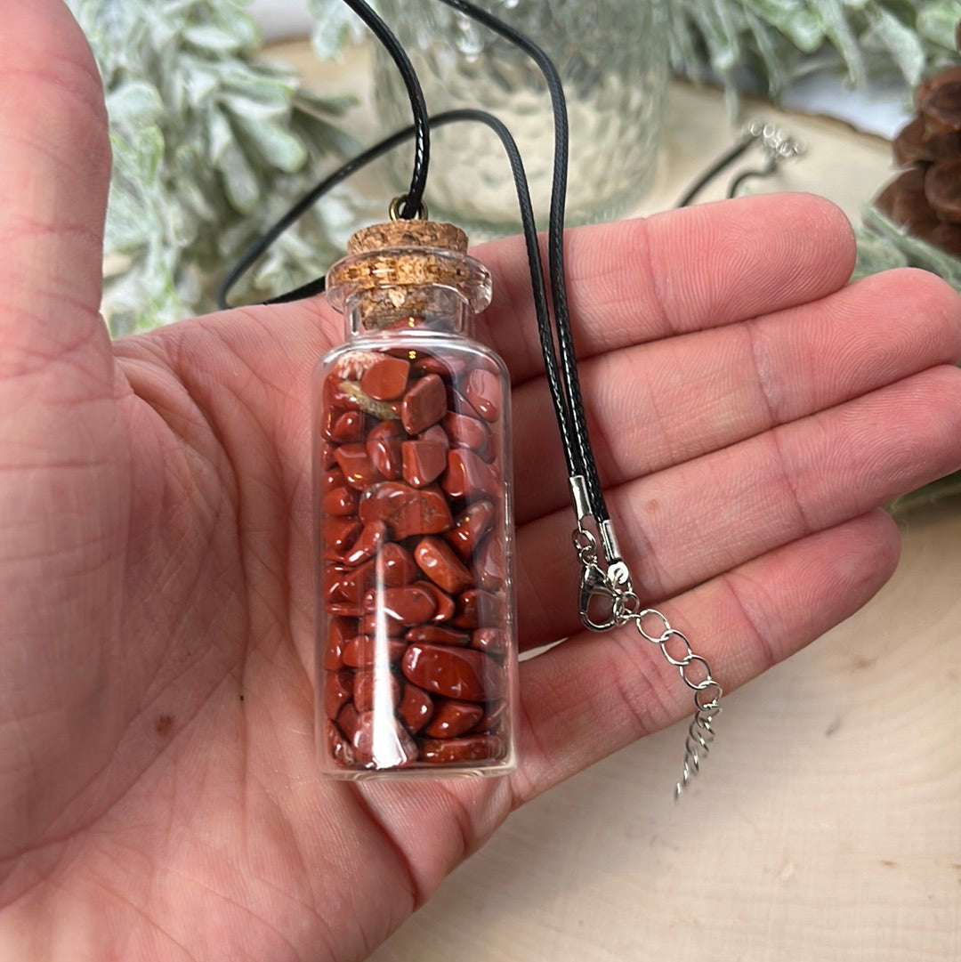 Buy Red Jasper Tumble Stone Crystal Silver Star Charm Necklace Online in  India - Etsy