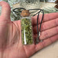 Peridot Crystal Chip Necklace W/ Black Cord
