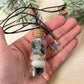 Tourmaline Quartz Crystal Chip Necklace W/ Black Cord