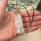 Clear Quartz Crystal Chip Necklace W/ Black Cord